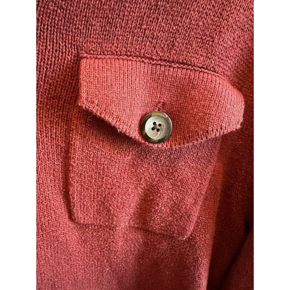 Banana Republic Mens Soft Sweater 2 Pocket 1/4 Button Red Maroon size Medium - Picture 2 of 7